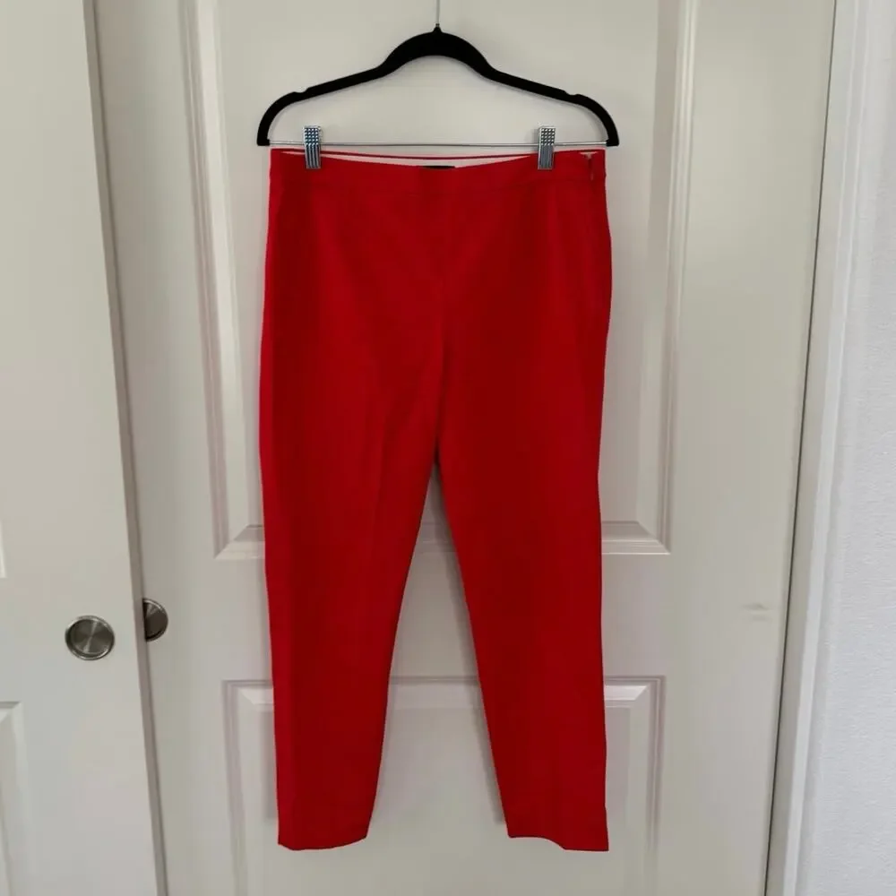 J. Crew Martie Bi Cotton Stretch Pants Bright Vibrant Red 6